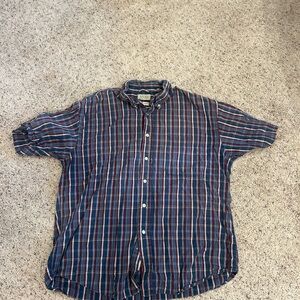 L.L. Bean Men's Red and Blue Plaid Button Down Shirt